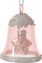 Klok glas l6.2b6.2h7.5 cm poederroze kerst