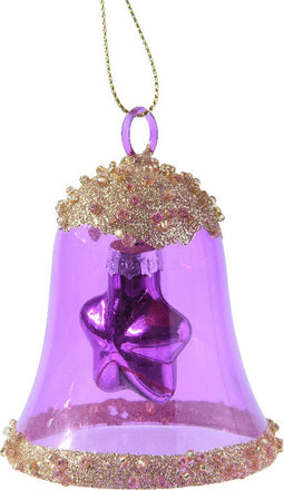 Klok glas l6.2b6.2h7.5 cm violet kerst