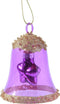 Klok glas l6.2b6.2h7.5 cm violet kerst