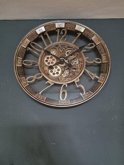 Klok industrieel Ylva Open - wandklok Goud - klok met tandwielen 55cm