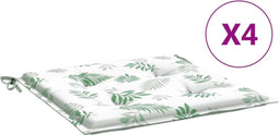 vidaXL - Tuinstoelkussens - 4 - st - bladpatroon - 50x50x3 - cm - stof