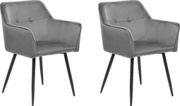 JASMIN - Eetkamerstoel set van 2 - Donkergrijs - Fluweel
