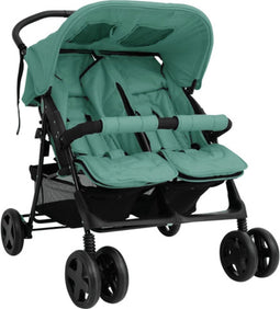 vidaXL - Tweelingkinderwagen - staal - groen