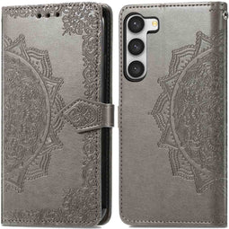 iMoshion Hoesje Geschikt voor Samsung Galaxy S23 Plus Hoesje Met Pasjeshouder - iMoshion Mandala Bookcase - Grijs