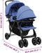 vidaXL - Tweelingkinderwagen - tandem - staal - marineblauw