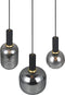 TRIO DIVA - Hanglamp - 3 lichtpunten - Zwart mat - Rookglas (1 stuk)