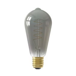 Calex Spiraal Filament LED Lamp - E27 - ST64 Lichtbron Titanium - 4W - Dimbaar