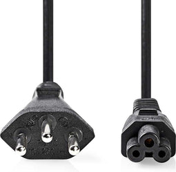 Nedis Stroomkabel - CH Type 12 - IEC-320-C5 - Recht - Recht - Vernikkeld - 2.00 m - Rond - PVC - Zwart - Label