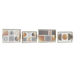 Set van trays DKD Home Decor Wit Zwart Gouden Hout MDF 40 x 30 x 6 cm (2 Stuks)