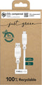 Just Green - USB A naar USB C recyclebare kabel 1,2 m 3A - Wit