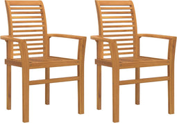 vidaXL - Stapelbare - Tuinstoel - 2 - stuks - Massief - Teakhout