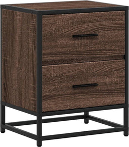 vidaXL - Nachtkastje - 40x31x50 - cm - bewerkt - hout - bruin - eikenkleurig