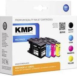 KMP Inkt combipack vervangt Brother LC-1280, LC1280XLVALBPDR, LC-1280XL Compatibel Combipack Zwart, Cyaan, Magenta, Gee