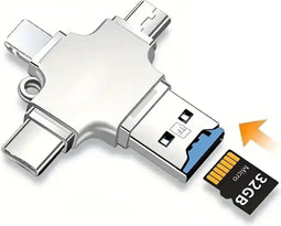 Garpex® SD Kaart lezer USB-C - Card reader USB 3.0 - Aluminium - Zilvergrijs