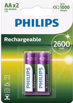 Philips AA Oplaadbare Batterijen - 2600 mAh - NiMH - (8 stuks)