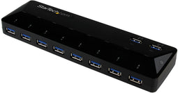 Startech.com ST103008U2C - 10-Poorts USB 3.0 Hub - Oplaad en sync poort 2 x 1.5A - Zwart