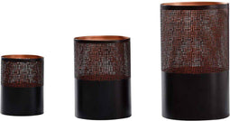 PTMD Yolein Rond Windlicht - H20 x Ø12 cm - Set van 3 - Ijzer - Grijs