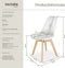 tectake® Eetkamerstoel Frederikke - Set van 2 Eetkamerstoelen - Ergonomische Zitting - Wit (2 stuks)