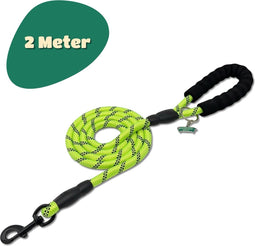 Mister Mill Reflecterende Hondenriem 2 Meter Geelgroen - Honden Riem - Hondenlijn - Honden Lijn