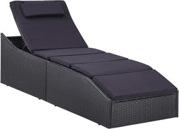 vidaXL - Ligbed - met - kussen - poly - rattan - zwart