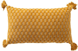 Dutch Decor DAIMY - Sierkussen 30x50 cm - Rattan - geel - Inclusief binnenkussen