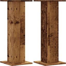 vidaXL - Plantenstandaards - 2 - st - 30x30x80 - cm - bewerkt - hout - oud - houtkleurig