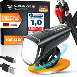 Mivelo Fietsverlichtingsset - StVZO-goedgekeurd - USB-oplaadbaar - 100% waterdicht - Zwart