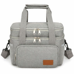 Ceruzo Koeltas 14L – Geïsoleerde Lunchtas – Dubbel Compartiment – Grijs-23 x 20 x 30 cm
