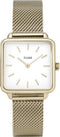 Cluse La Tétragone - Polshorloge - 28.5 mm - Goudkleurig mesh bandje - Wit