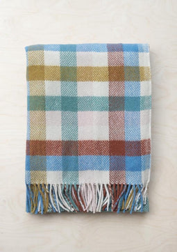 Kniedeken Geruit Regenboog - Gerecycled Wol - 72x190 - TBCo Scotland