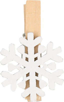 Knijper - IJskristal - 3x3cm - hout - wit - 36 stuks