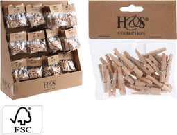 Knijpers set hout 4ass kerstversiering