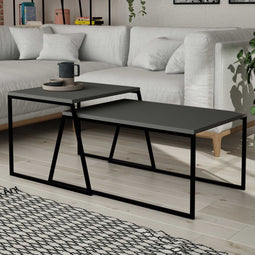 Asir Group Pal Salontafelset - 2-delige set - 100% melamine - Antraciet (2 stuks)