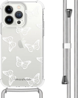 iMoshion Hoesje Geschikt voor iPhone 13 Pro Hoesje Met Koord - iMoshion Design Hoesje met Koord - Transparant / Butterfly