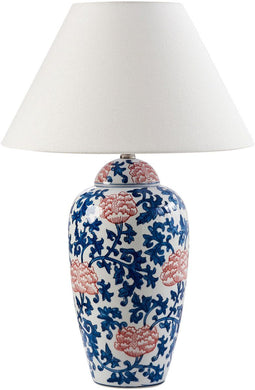 VERUSA - Tafellamp - Wit/Blauw - Porselein/Linnen