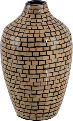 Vaas Zwart Beige Bamboe 18 x 18 x 30 cm