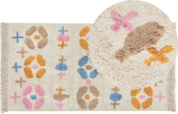 DARAN - Laagpolig vloerkleed - Lichtbeige - 80 x 150 cm - Katoen