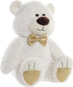 Knuffelbeer DKD Home Decor Vlinderdas Gouden Polyester Wit Kinderen Beer