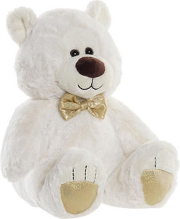 Knuffelbeer DKD Home Decor Vlinderdas Gouden Polyester Wit Kinderen Beer