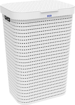 Rotho COUNTRY - Wasmand met Deksel - 55L - Wit