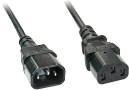 Lindy 2m IEC M/F - Stroom Verlengkabel Deluxe - Geaarde stekkers - Zwart