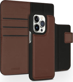 Accezz iPhone 13 Pro - Wallet Book Case - Echt Nappa leer met uitneembare backcover - Bruin