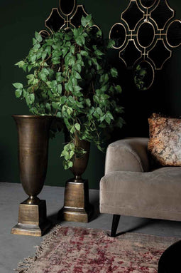 PTMD Daymen Ronde Vaas Op Voet - H79 x Ø30 cm - Aluminium - Brons