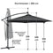 Juskys Brazil - Zweefparasol - 3,0 m - Incl. LED - donkergrijs