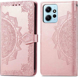 imoshion Hoesje Geschikt voor Xiaomi Redmi Note 12 (4G) Hoesje Met Pasjeshouder - imoshion Mandala Bookcase - Rosé Goud