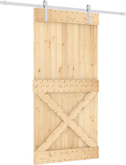 vidaXL - Schuifdeur - met - beslag - 100x210 - cm - massief - grenenhout