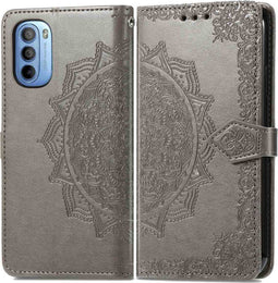 iMoshion Hoesje Geschikt voor Motorola Moto G41 / Moto G31 Hoesje Met Pasjeshouder - iMoshion Mandala Bookcase - Grijs