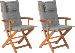 MAUI - Tuinstoel set van 2 - Lichte houtkleur/Grijs - Acaciahout