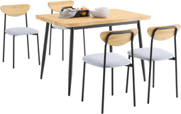 SoBuy OGT52-N - Eettafelset 5-delig - Compacte Keukentafel met 4 Stoelen - Natuur (5-delig)