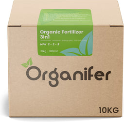 Koemestkorrels 3in1 (10kg, 100m2) - Allround Organische Meststof - Koemest - Mestkorrels - Bodemverbeteraar - Gedroogde Koemestkorrels - Direct opneembare voeding - Lavameel Toevoeging - Langdurige Werking - Organifer